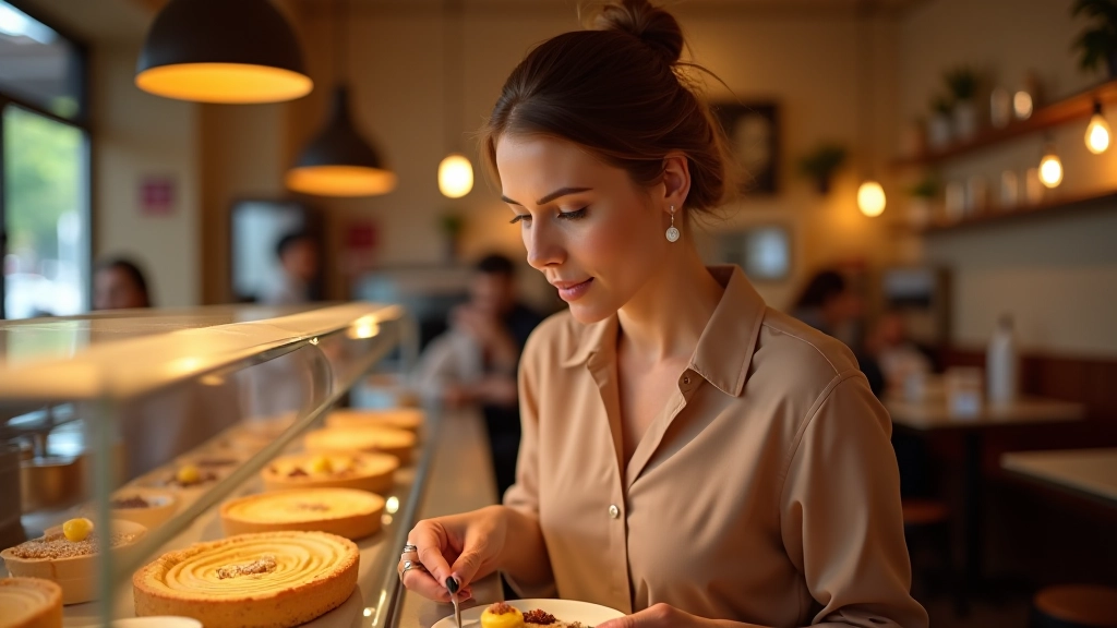 Ayşe Kültür, İstanbul'da tatlıcı kafeleri arasında araştırma yaparken, modern kafe ortamında çalışırken
